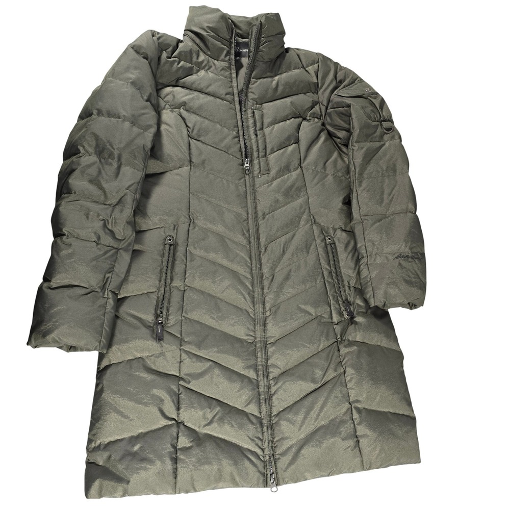 Eddie Bauer Sun Valley Down Parka Olive Green Puffer Jacket Women Medium 15374